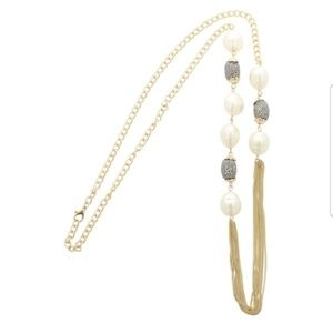 Hematite pearl long necklace